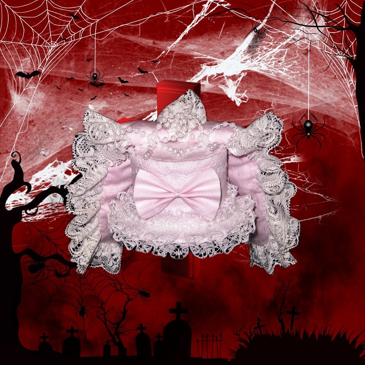 Ear Trim Lace Pink with and Beaded Punk Lolita Headpiece Rabbit