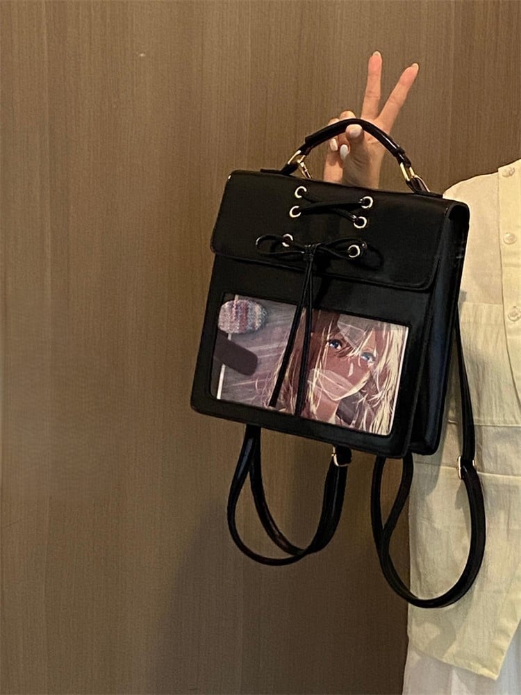 Details Ita Bag Black Backpack/Shoulder Lace-up
