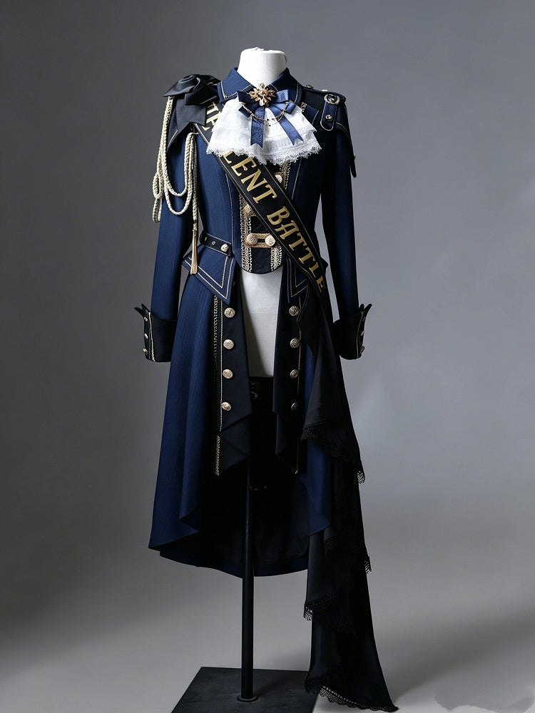 Black & Blue Military Coat with Ribbon Set
