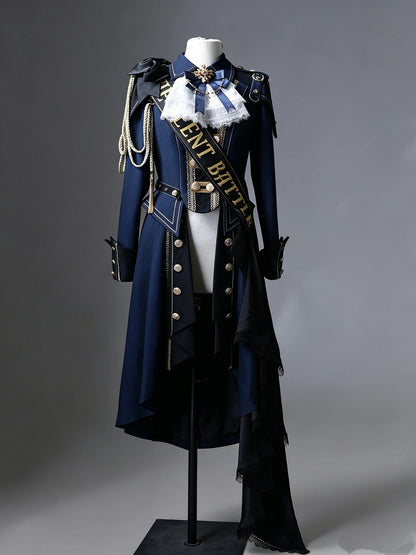 Black & Blue Military Coat with Ribbon Set