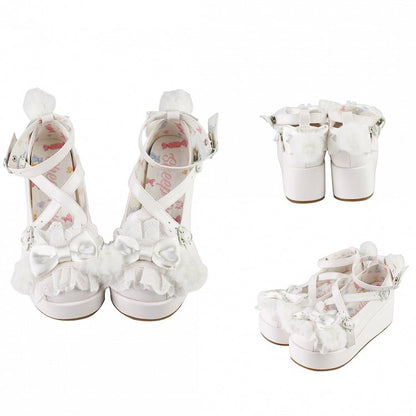 White Bow Top With Ear Pompon Decorated Plush at Design Platforms Crisscross Bunny