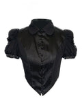 Gothic Black Sleeves Puff Lolita Striped Blouse