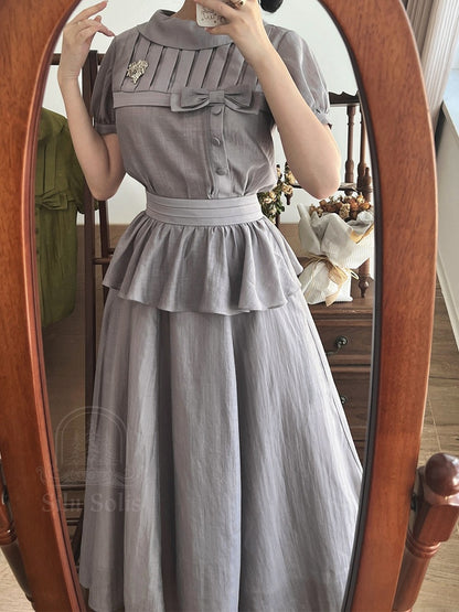 Elegant Green Summer Co-ord with Bow and Ruffled Details - Forest Wardrobe