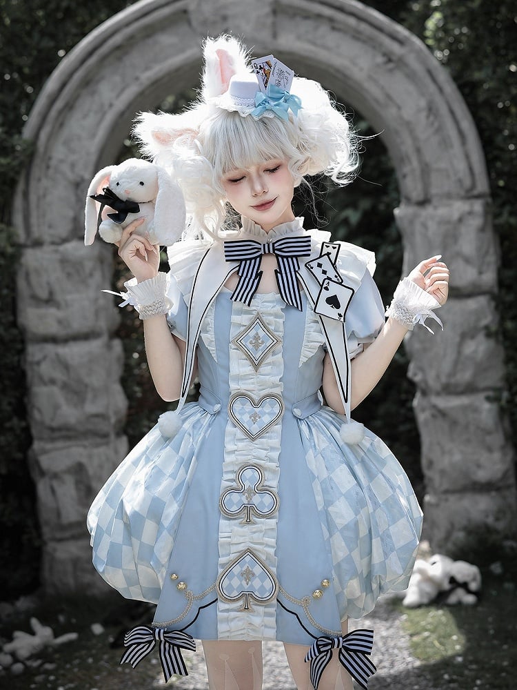 White Poker Card Pom-pom Detachable Collar - Unknown Star