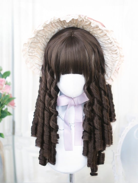 ローマンバングス 50-55CM ウィッグ付き ブラウン カーリー フル