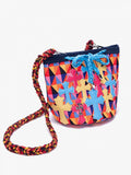 Cross Diamond Pattern Colorful Strap Bag Accents Crossbody Braided Multicolor With
