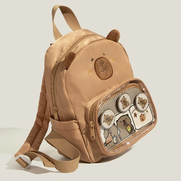 Kawaii Ita Embroidery Capybara Decorated Backpack with