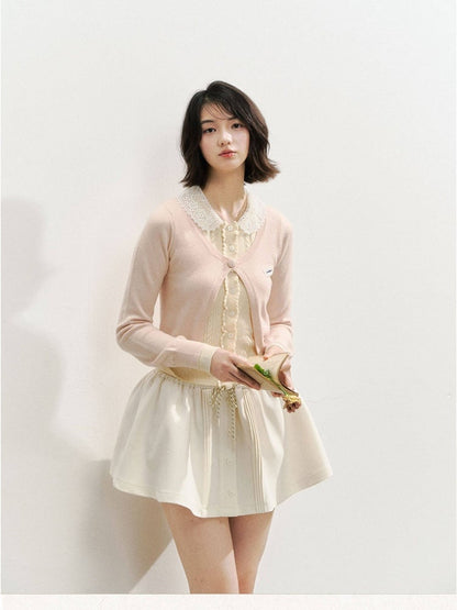 Skirt Kawaii Fashion A-line Pink Button with Details