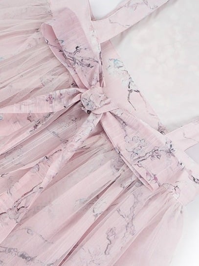 Pink Flutter Sleeve Floral Embroidery Lolita Overlay Dress with Bow and Lace - Yimu Walnut