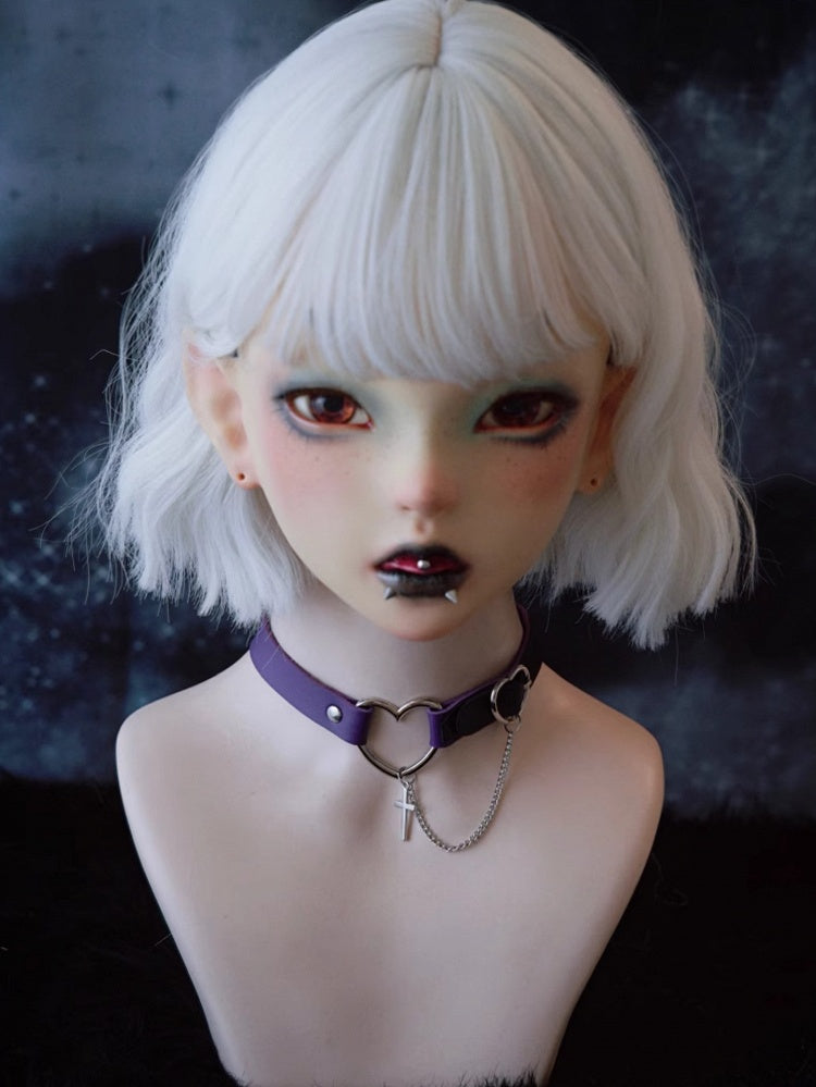 Kette Lila Und Gothic Choker Anhänger Herz Kreuz