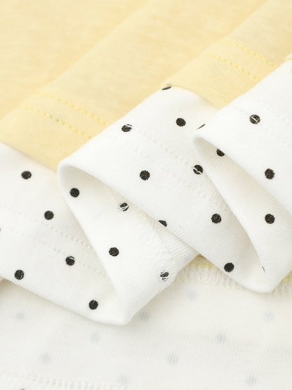 Yellow Polka Dot Fake Two-Piece Long Sleeve Top with Badge Accents - Languid Park