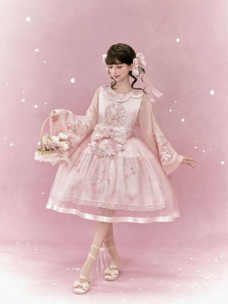 Modern Hanfu Lolita Blouse with Rabbit & Peach Embroidery - Yimu Walnut