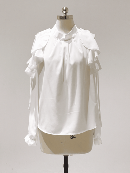 Kei Chiffon | Blouse Cut-Out Flounce Shoulder Seiso Style Jirai