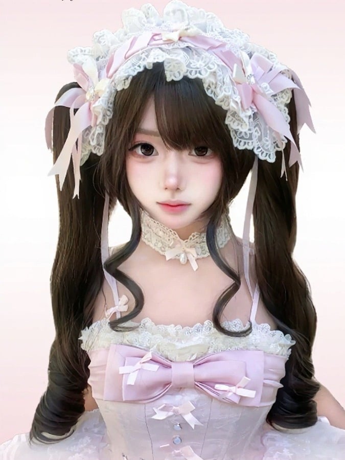 Chocolate 28cm Bob with Full Fringe & 55cm Curly Clip-On Twin Tails - Meow Island Wig
