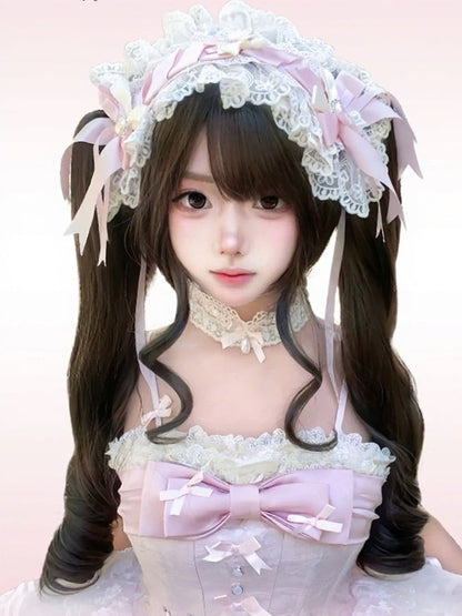 Chocolate 28cm Bob with Full Fringe & 55cm Curly Clip-On Twin Tails - Meow Island Wig