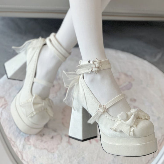 11CM bei Sweet Bow Heels High Lolita Plateau weißes Top