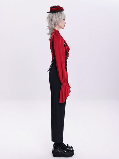 High-Waist Ouji Pants with Buckle Straps and Shoulder Clips - DevilInspired Exclusive Collection