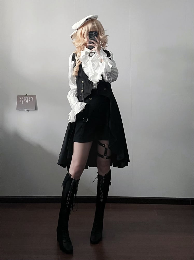 Black Ouji Fashion Lolita Tailed Waistcoat
