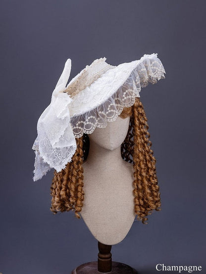 Brim Lace 5 Bow Hat Accent Color Ruffled and – Lolita Options with