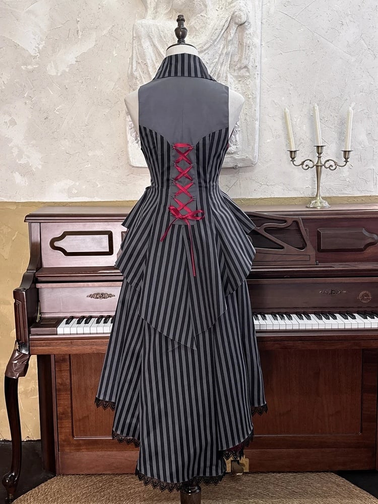 Gilet rayé Ouji avec cœur rouge matelassé - Couronne de rose