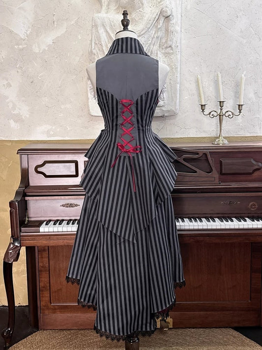 Ouji Striped Waistcoat with Quilted Red Heart - Rose Crown