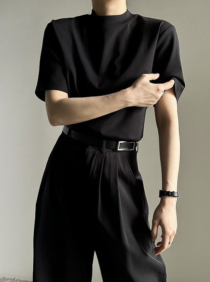 Lolita Neck Sleeve Black Ouji Short T-shirt Unisex Mock