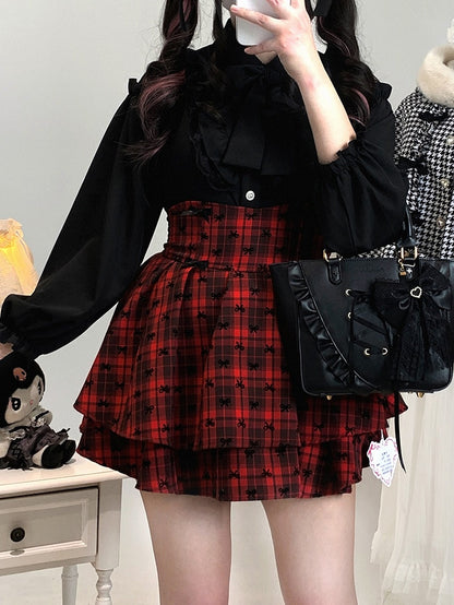 High-Waist Edgy in Skirt: 3 Sweet Jirai Tiered Plaid Kei Colors