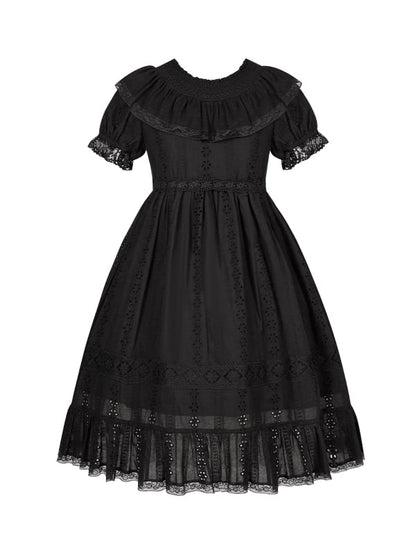 Süßes Lolita-Kleid Kuro Puff High Black Cotton Ärmel Taille