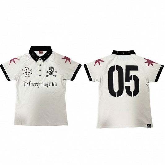 Apricot Jersey Polo Shirt with Skull Print - DETW OnLine