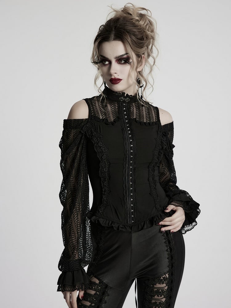 Black Gothic Swing Sleeve Shirt