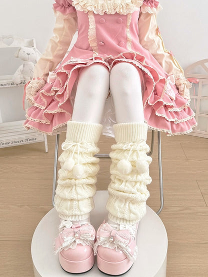 Knit Warmers Styles Cable Bow 2 - Leg Strawberry