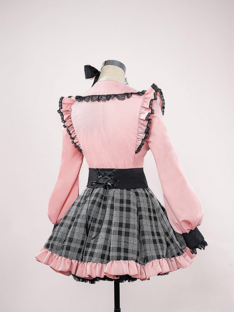 OSHI NO KO Hoshino Ai Jirai Kei Rosa Hemd und grauer Rock Cosplay-Kostüm im Lolita-Stil