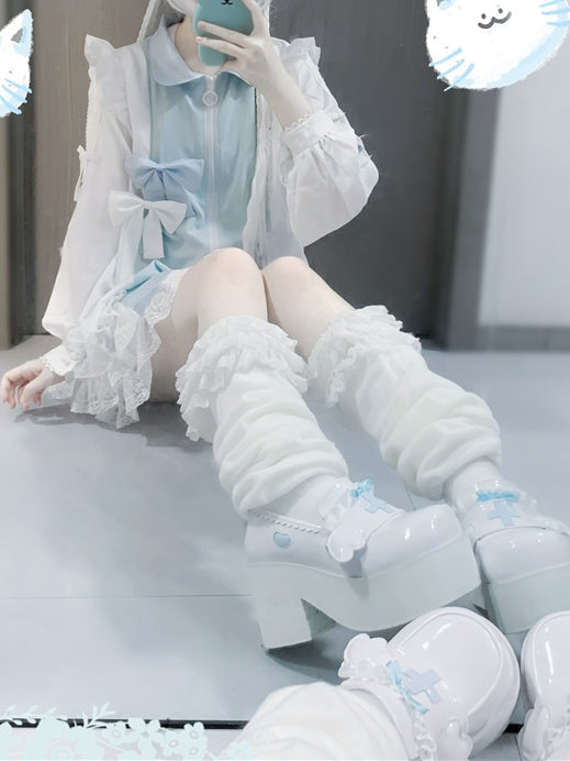 Jirai Kei Tenshi Dress Blue Tiered Ruffles Sun Protection Chiffon Kaiwai