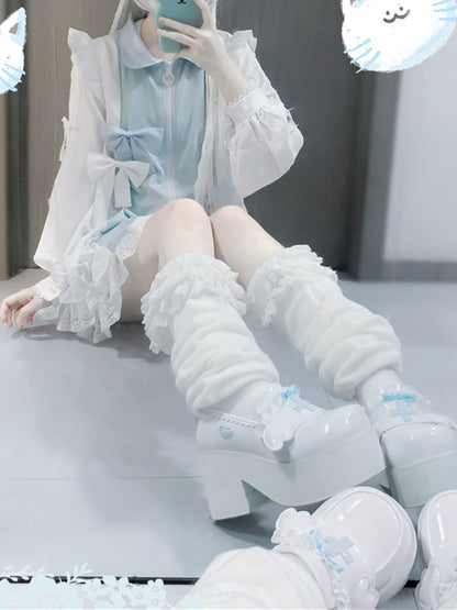 Jirai Kei Tenshi Dress Blue Tiered Ruffles Sun Protection Chiffon Kaiwai