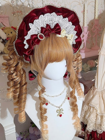 Brooches Velvet Wine Bowknot Lace Red/Black Bonnet + Trim 4