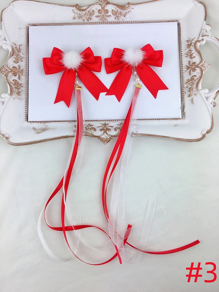 Bow of (Set with Hair Ribbons 2 Detachable Clips Fluffy
