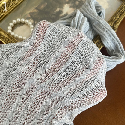 and Beaded Charms/Floral Underknee Trims Hollow-out Socks/Gray Stockings Tights/Leg Gray Star-shaped with strands Loop Semi-sheer