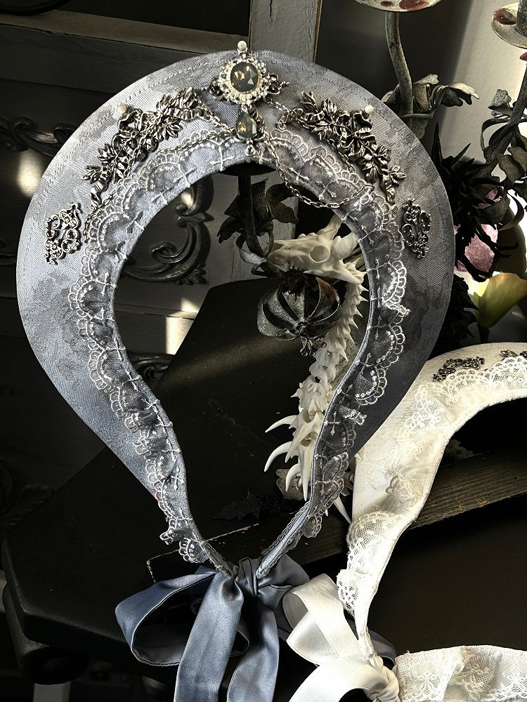 Red/White/Dark Blue/Gray Self Tie Gothic Lolita Crown