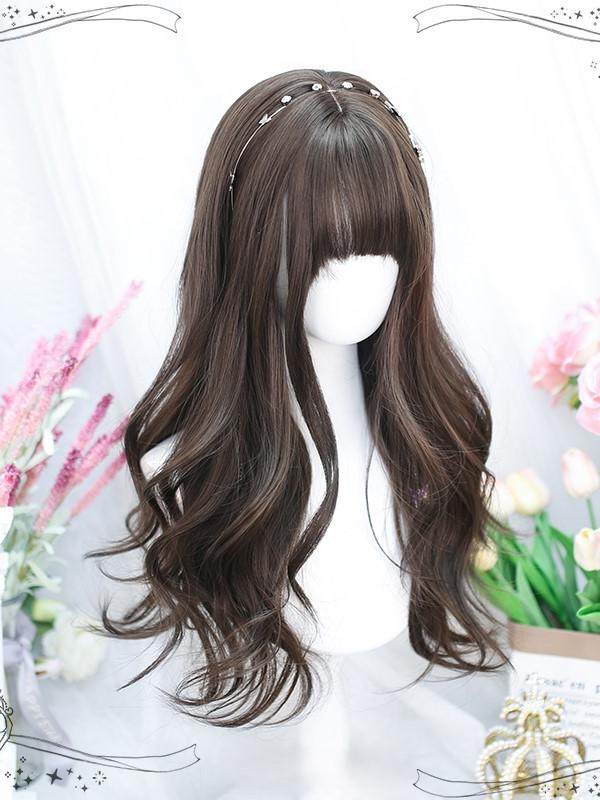 Brown Wave With Wig Long Bangs
