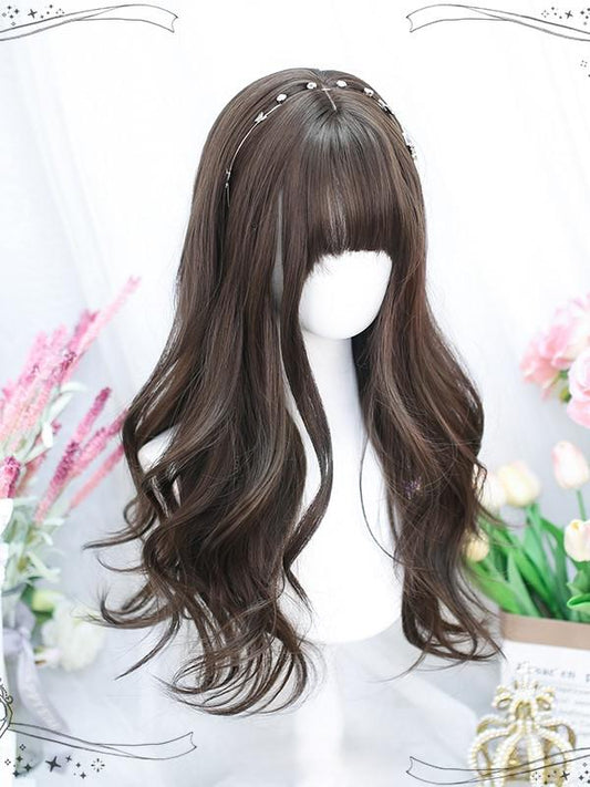 Brown Wave With Wig Long Bangs