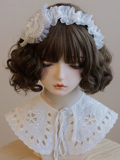 KCトリム 蝶結び ビーズディテール 装飾レース ホワイトハート