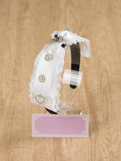 ジライケイ ラインストーンとビーズで飾られたレーストリム 蝶結び KC