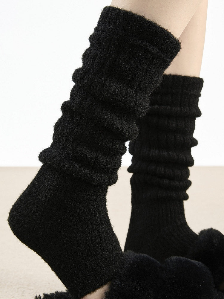 Knit Toe-Open Warmers Fuzzy 4-Color Leg