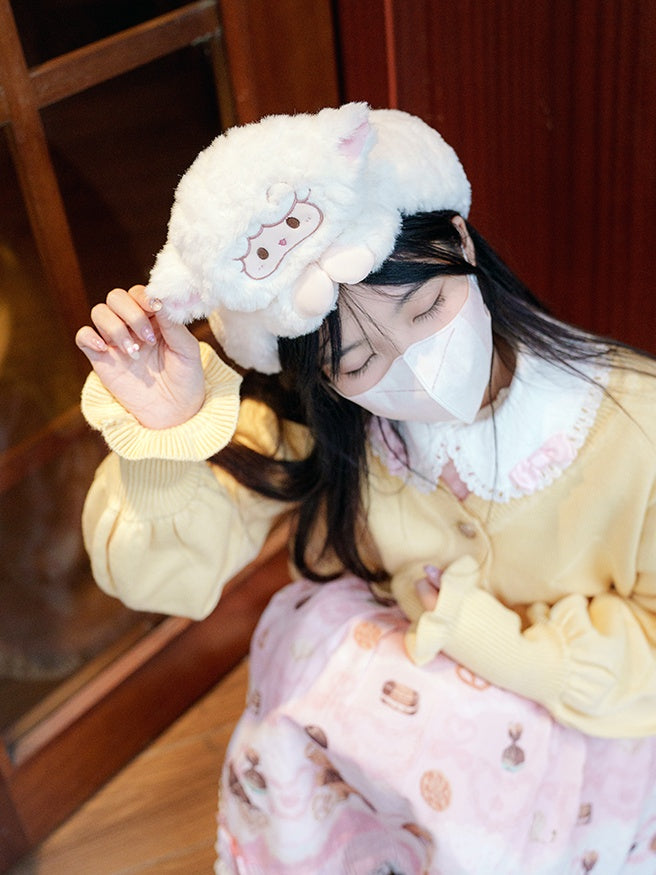 White Cute Lamb Plush Hat