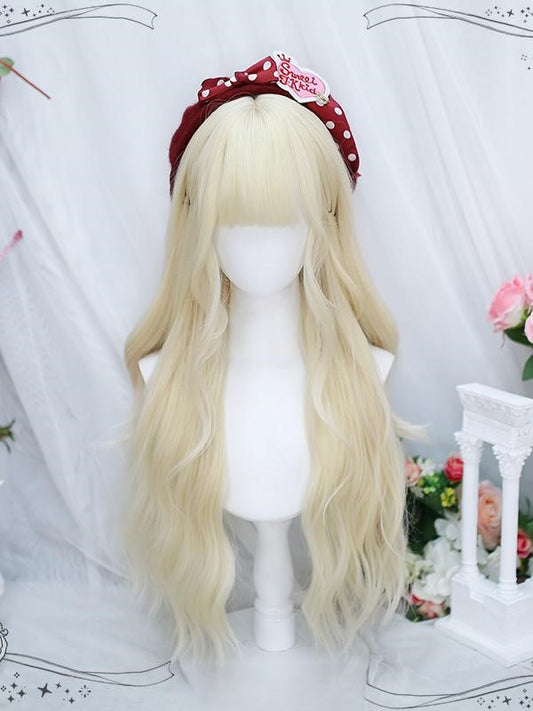 Wavy Beige Bangs With Wig Long Air