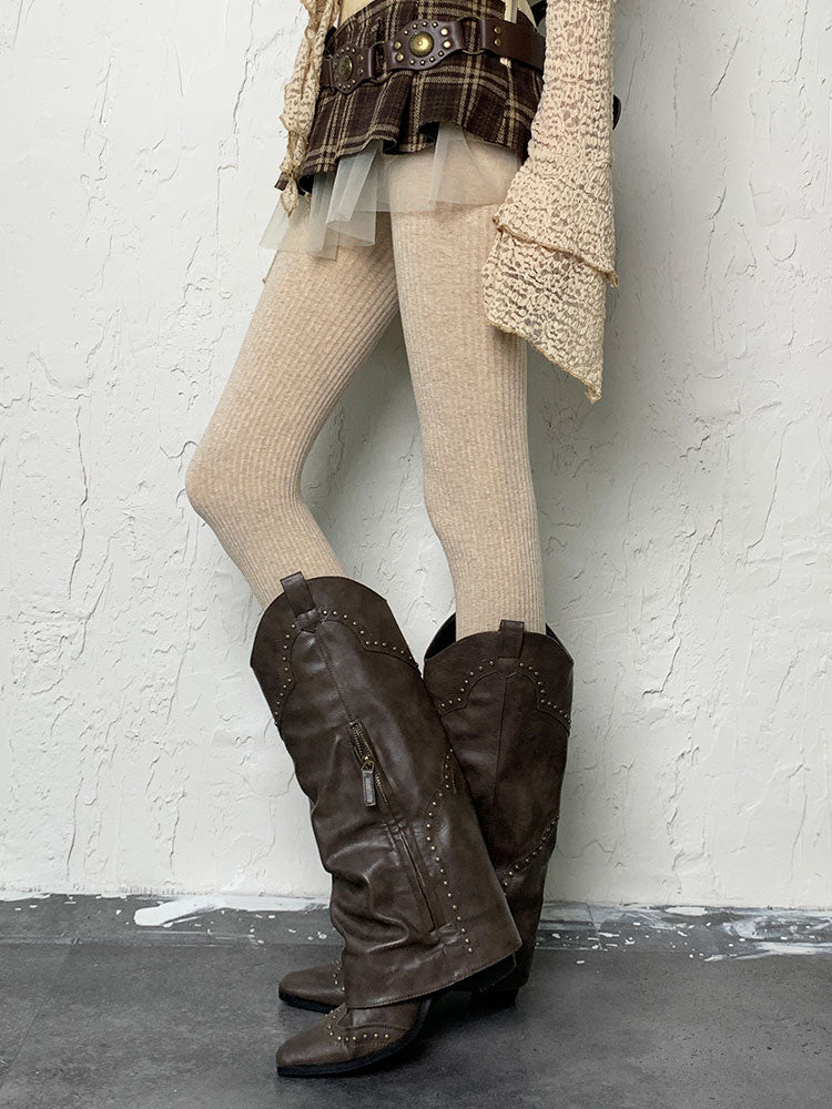 Kamelfarbene Y2K-Winterstrumpfhose