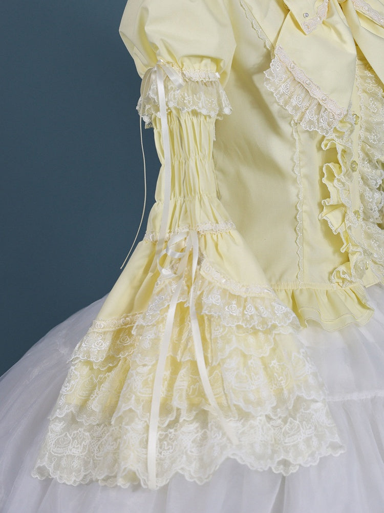 / White Yellow Bell Pink Sleeves Detachable
