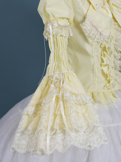 / White Yellow Bell Pink Sleeves Detachable