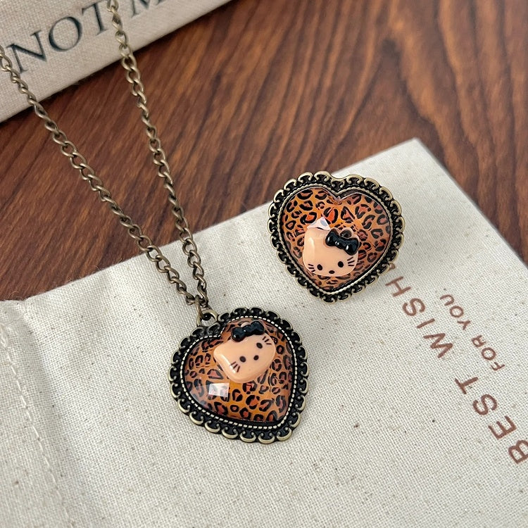 Brown Leopard Pattern Kitty Necklace/Ring/Bracelet/Choker