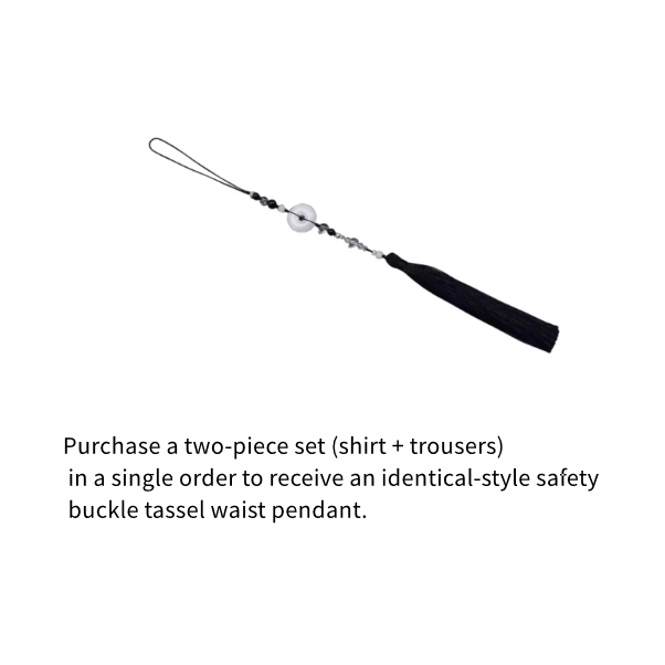 Shirt Shoulder Buckle and Embroidered Cape Detachable Cheongsam Style with Gray Bamboo Belt